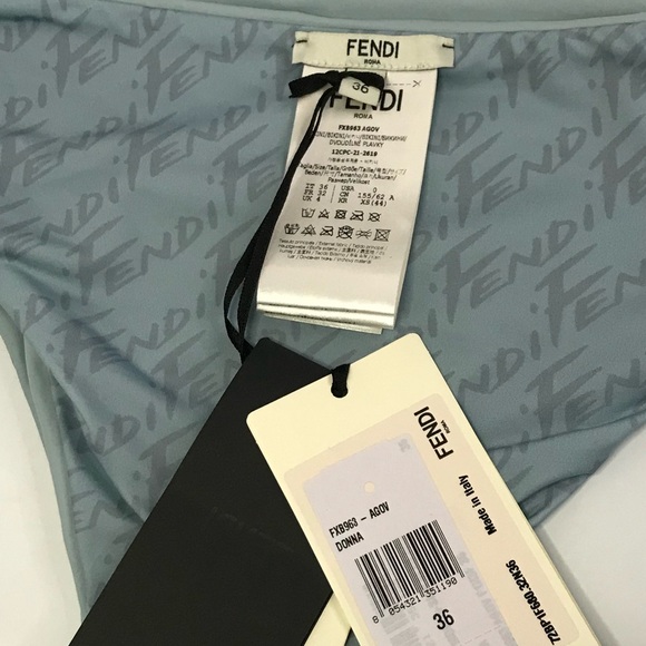 New Authentic Fendi Brush Logo Reversible Two-Piece Swimsuit - Picture 14 of 14